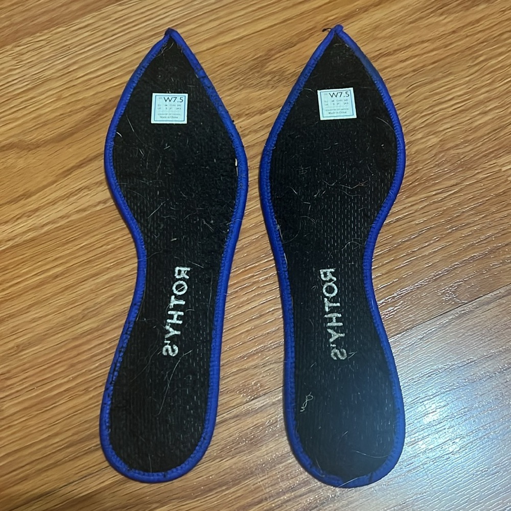 Rothy's Black The Point Flats With Blue Trim - image 4